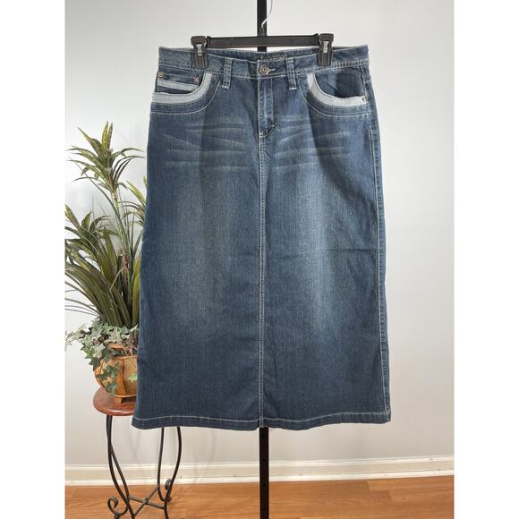 Baccini Dresses & Skirts - Baccini Midi Skirt Women's Size 14 Blue Denim Grunge Modest Fashion McBling Y2K